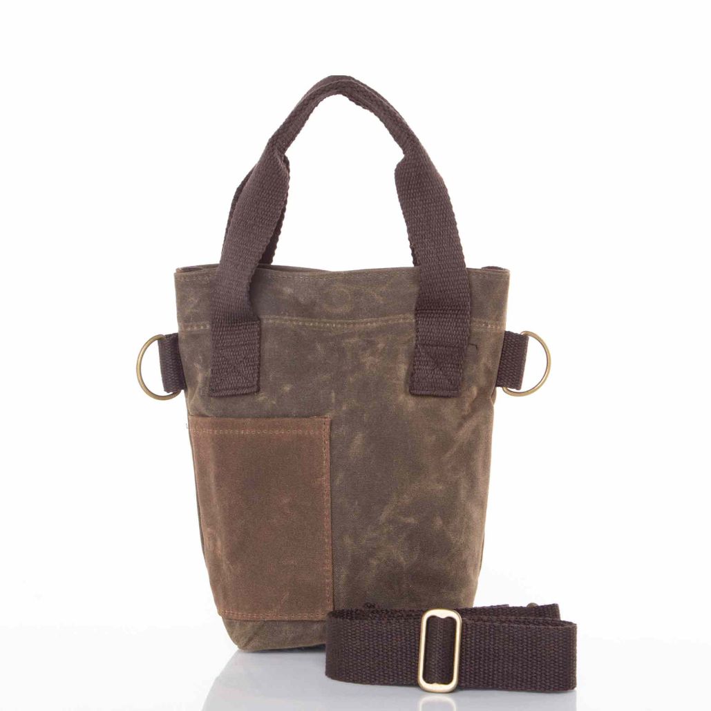 Waxed Canvas Wine Bottle Tote